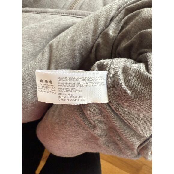 Three Dots Quilted Sweatshirt Jacket, Gray, Size XL - Picture 5 of 5